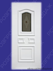 Сендвіч панель: Рубін Р-02 (білий). Скло - вітраж/3 (інкрустація). Розміри - 880*2050 мм*24мм