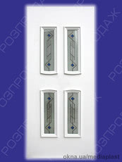 Сендвіч панель: Корунд К-03 (білий). Скло - вітраж/2. Розміри - 880*2050 мм*24мм