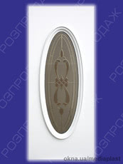 Сендвіч панель: Янтар Я-02 (білий). Скло - вітраж/3 (інкрутасція). Розміри - 880*2050 мм*24мм