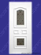 РОЗПРОДАЖ -24ммСендвіч панель: Рубін Р-03 (білий). Скло - вітраж/ексклюзив (інкрустація). Розміри - 880*2050 мм*24мм