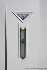 РОЗПРОДАЖ 24 мм Сендвіч панель: Топаз Т-01 (білий). Скло - вітраж-1. Розміри - 880*2050 мм*24мм