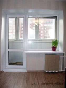 Пластикові двері на балкон + вікно