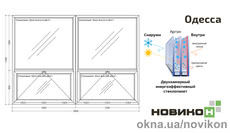 Энергоэффективное откидное окно REHAU профиля EURO 70 с двухкамерным стеклопакетом 3000 на 2100