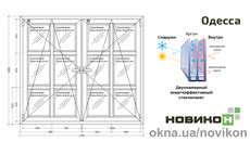 Энергоэффективное окно REHAU профиля EURO 70 с двухкамерным стеклопакетом 1700 на 1500