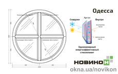 Энергоэффективное круглое глухое окно REHAU профиля EURO 60 размером 1000 на 1000