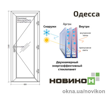 Вхідні двері REHAU профілю Geneo з двокамерним склопакетом 850 на 2100