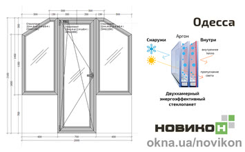 Балконний блок з трапецієвидними вікнами REHAU профілю EURO 70 в кольорі 