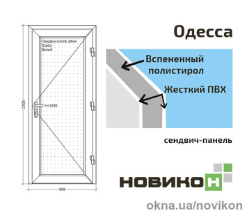 Входная дверь REHAU профиля EURO 60 с сэндвич-панелью Stadur 900 на 2100