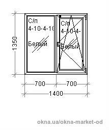 Окно Рехау двухстворчатое 1350х1400
