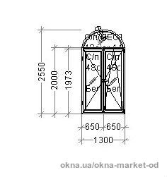 Арочная конструкция REHAU 1300х2550, ламинация в массе