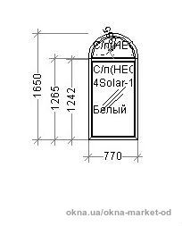 Арочне вікно REHAU 770х1650, глухе