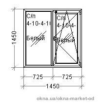 Окно REHAU золотой дуб 1450х1450, двухстворчатое