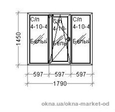 Окно REHAU трёхчастное с ламинацией золотой дуб, 1450х1790