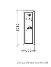 ПВХ окно глухое 355х1080, Rehau золотой дуб