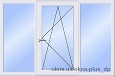 Окно трехстворчатое профиль Steko S 300 (Украина), фурнитура Axor (Украина), стеклопакет однокамерный (4*16*4)