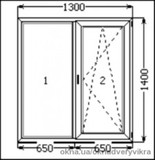 Двухстворчастое окно в профиле стандарт класса VIKRA 3 без монтажа.