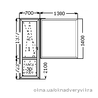 Балконний блок 2000х2100мм в профілі стандарт класу VIKRA 3 без монтажу.
