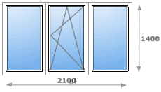 Трехстворчатое окно Киев цена (Стандартное окно в комнату)