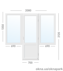 Балконный блок 2080 х 2120