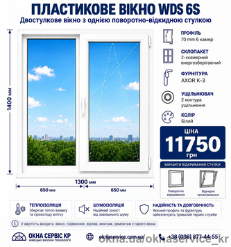 Вікно WDS 6S Двостулкове Вікно WDS 6S Двостулкове