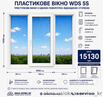 Окно WDS 5S Трехстворчатое