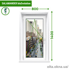 Одностворчатое окно с поворотно-откидной створкой Salamander bluEvolution