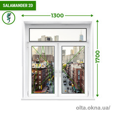 Т-образное окно с поворотной и поворотно-откидной створками Salamander 2D