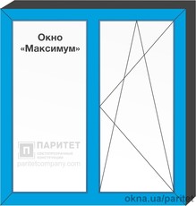 Двухстворчатое глухое – правое поворотно откидное окно `Максимум`