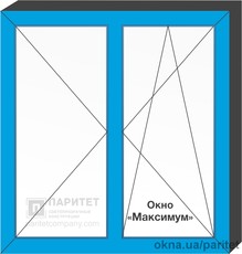 Двухстворчатое левое поворотно откидное – правое поворотное окно Максимум