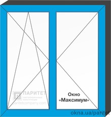 Двухстворчатое левое поворотное – правое поворотно откидное окно `Максимум`