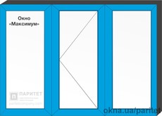Трехстворчатое глухое – левое поворотное – глухое окно `Максимум`