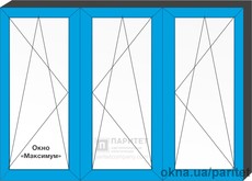 Трехстворчатое поворотно откидное окно `Максимум`