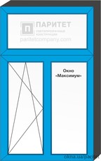 Т-образное двухстворчатое левое поворотно откидное – глухое `Максимум`