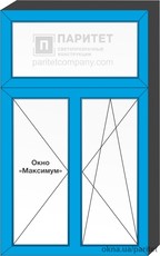 Т-образное двухстворчатое левое поворотное – правое поворотно откидное окно `Максимум`
