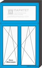 Т-образное двустворчатое поворотно откидное окно `Максимум`