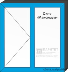 Двухстворчатое левое поворотное – глухое окно `Максимум`