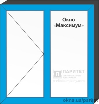 Двухстворчатое левое поворотное – глухое окно `Максимум`