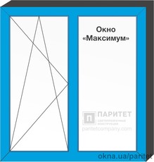 Двухстворчатое левое поворотно откидное – глухое окно `Максимум`