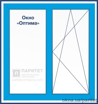 Двустворчатое левое поворотное - глухое окно Стандарт