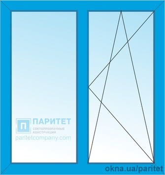 Двустворчатое глухое - правое поворотно откидное окно 