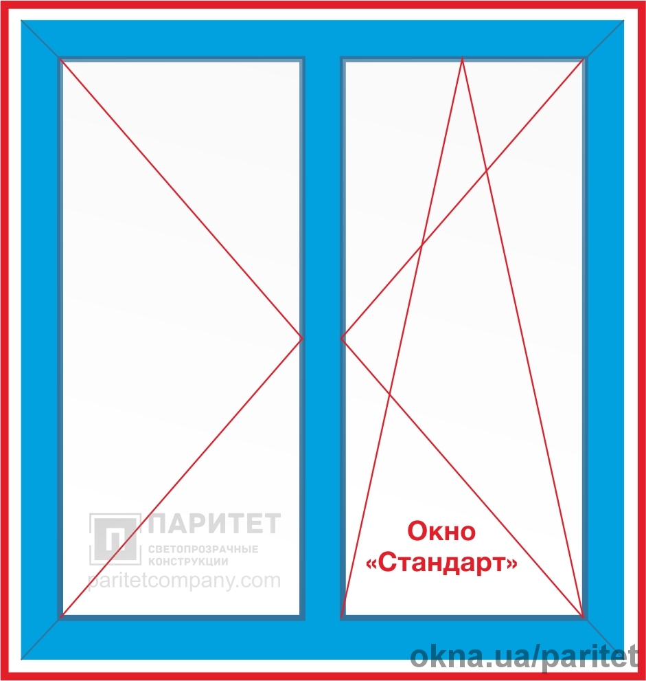 Двустворчатое правое поворотно откидное - левое поворотное окно Стандарт