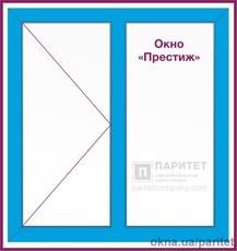 Двухстворчатое левое поворотное – глухое окно Престиж