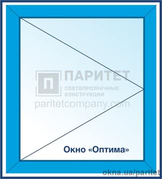 Одностворчатое левое поворотное – глухое окно Оптима