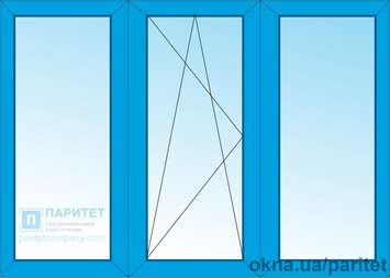 Трехстворчатое глухое – левое поворотно откидное – глухое