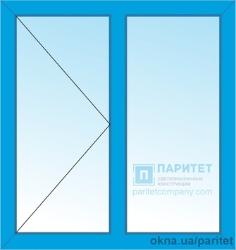 Двухстворчатое левое поворотное – глухое окно Двухстворчатое левое поворотное – глухое окно