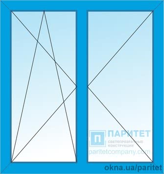 Двустворчатое левое поворотно откидное - правое поворотное окно 