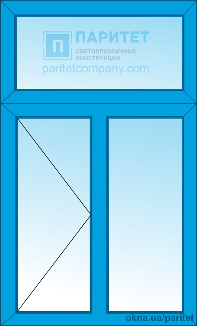 Т-образное двухстворчатое левое поворотное – глухое Т-образное двухстворчатое левое поворотное – глухое