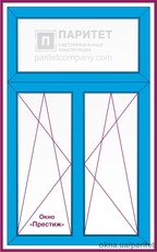 Т-образное двустворчатое поворотно откидное окно `Престиж`