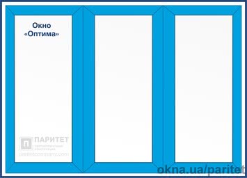 Трехстворчатое глухое окно Оптима