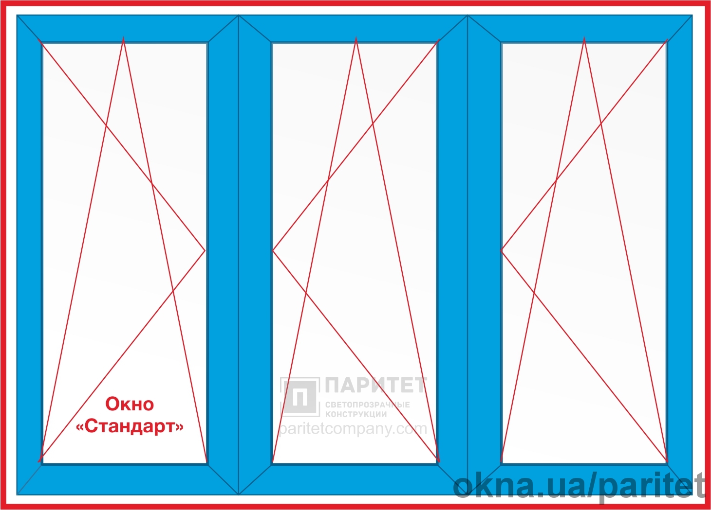 Трехстворчатое поворотно откидное окно 